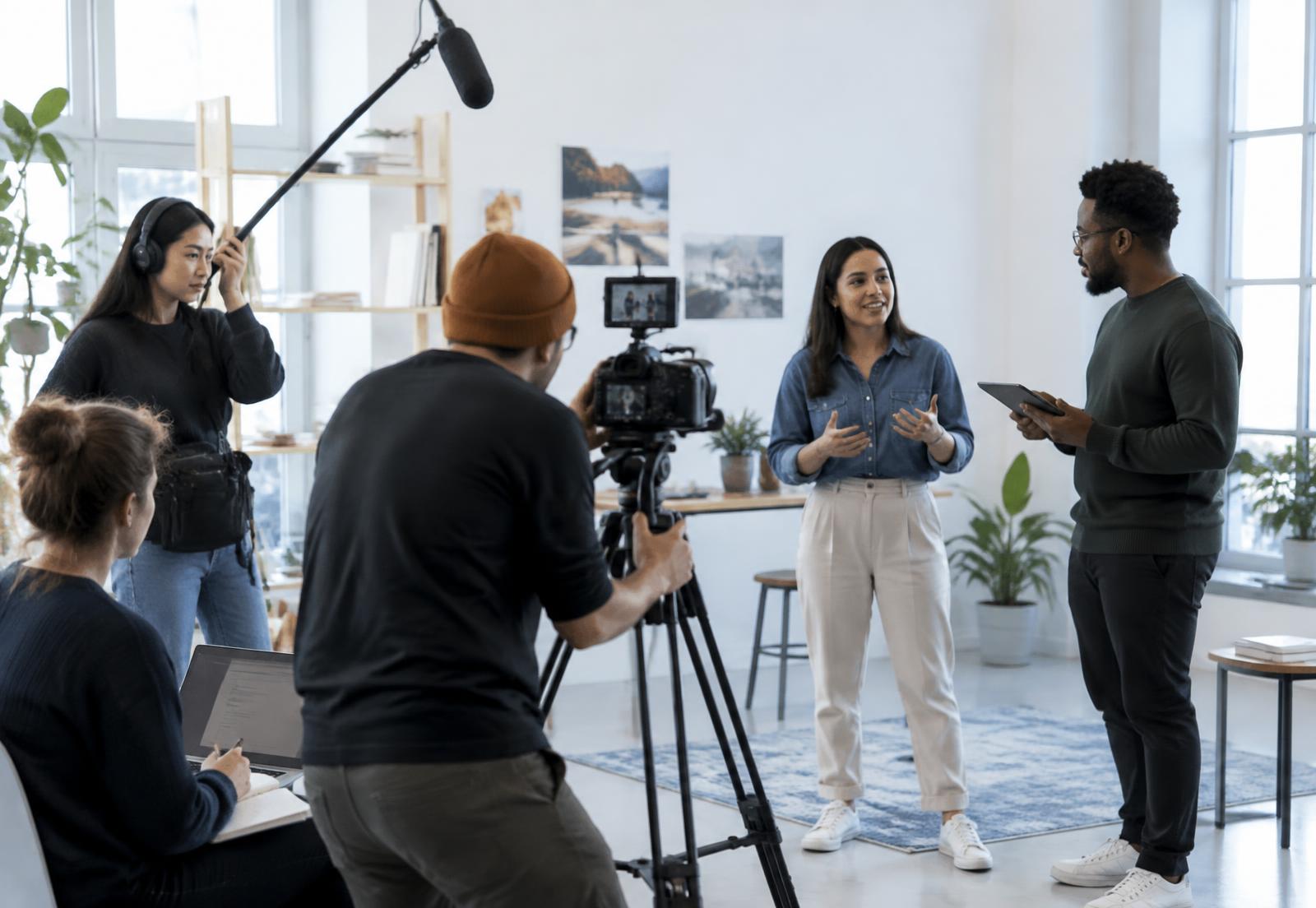 A team filming an OKLTAI learning show