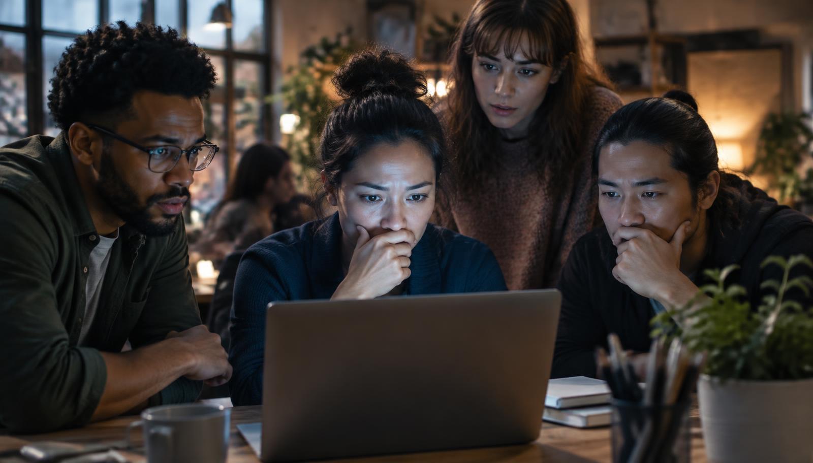 Four adults following an unfolding artificial intelligence story