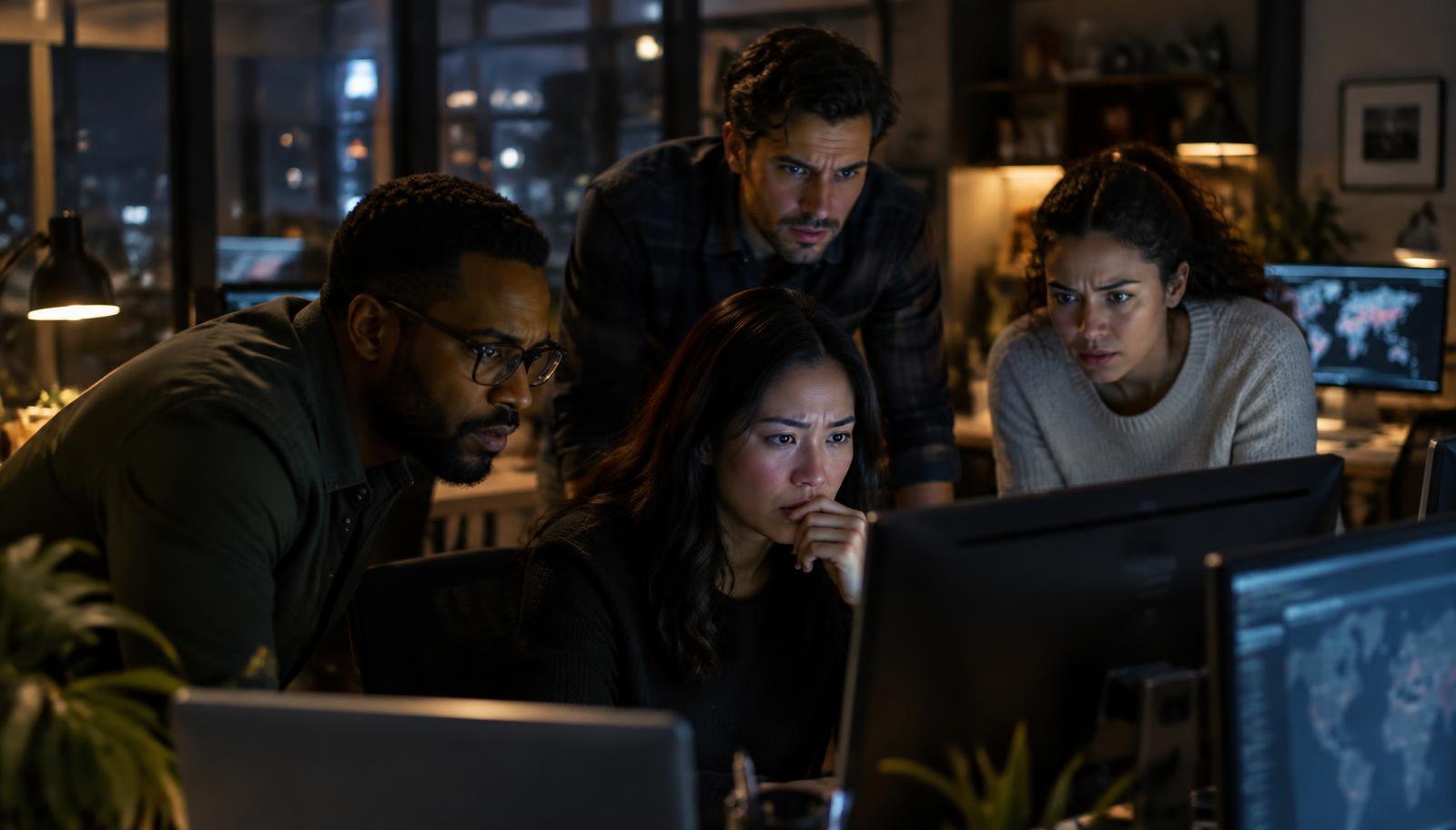 Four adults responding to a cybersecurity incident